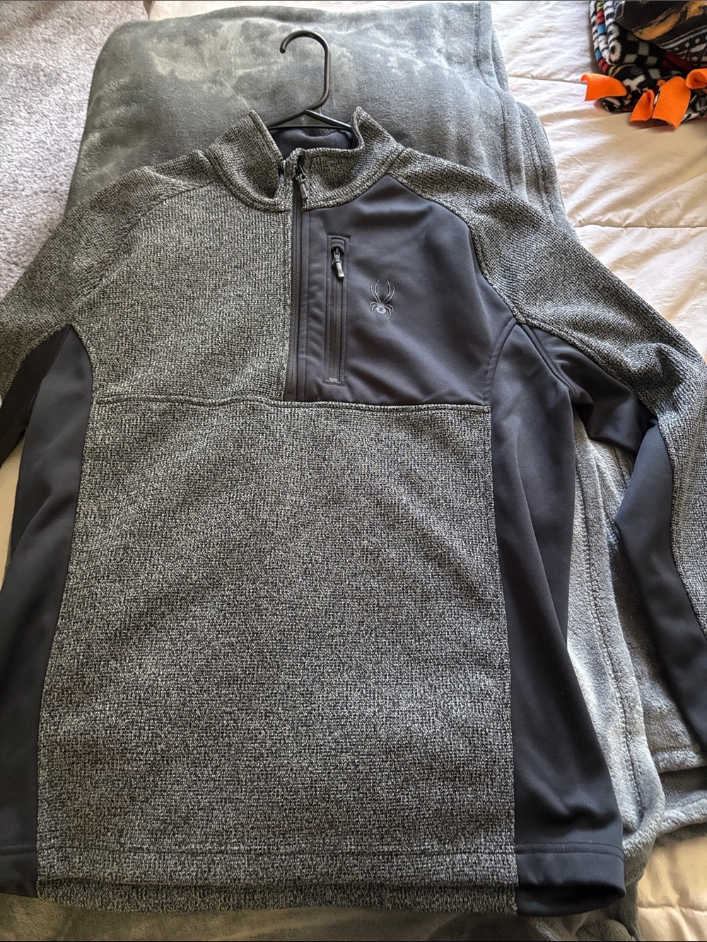 Men’s Spyderw Gray and Black Half-Zip Pullover